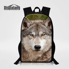 Wolf Animal Print School Bag for Teenagers Casual Travel Backpack