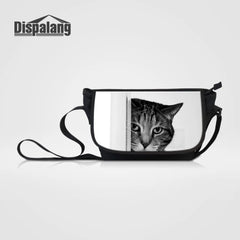 Cat Animal Print Crossbody Messenger Bag Canvas Shoulder Bag