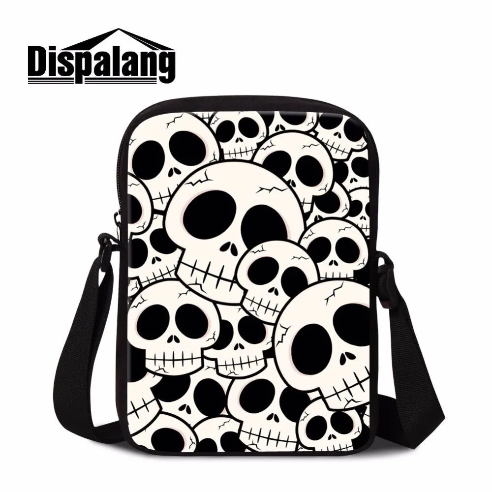 Skull Head Mini Travel Messenger Bag Crossbody Sling