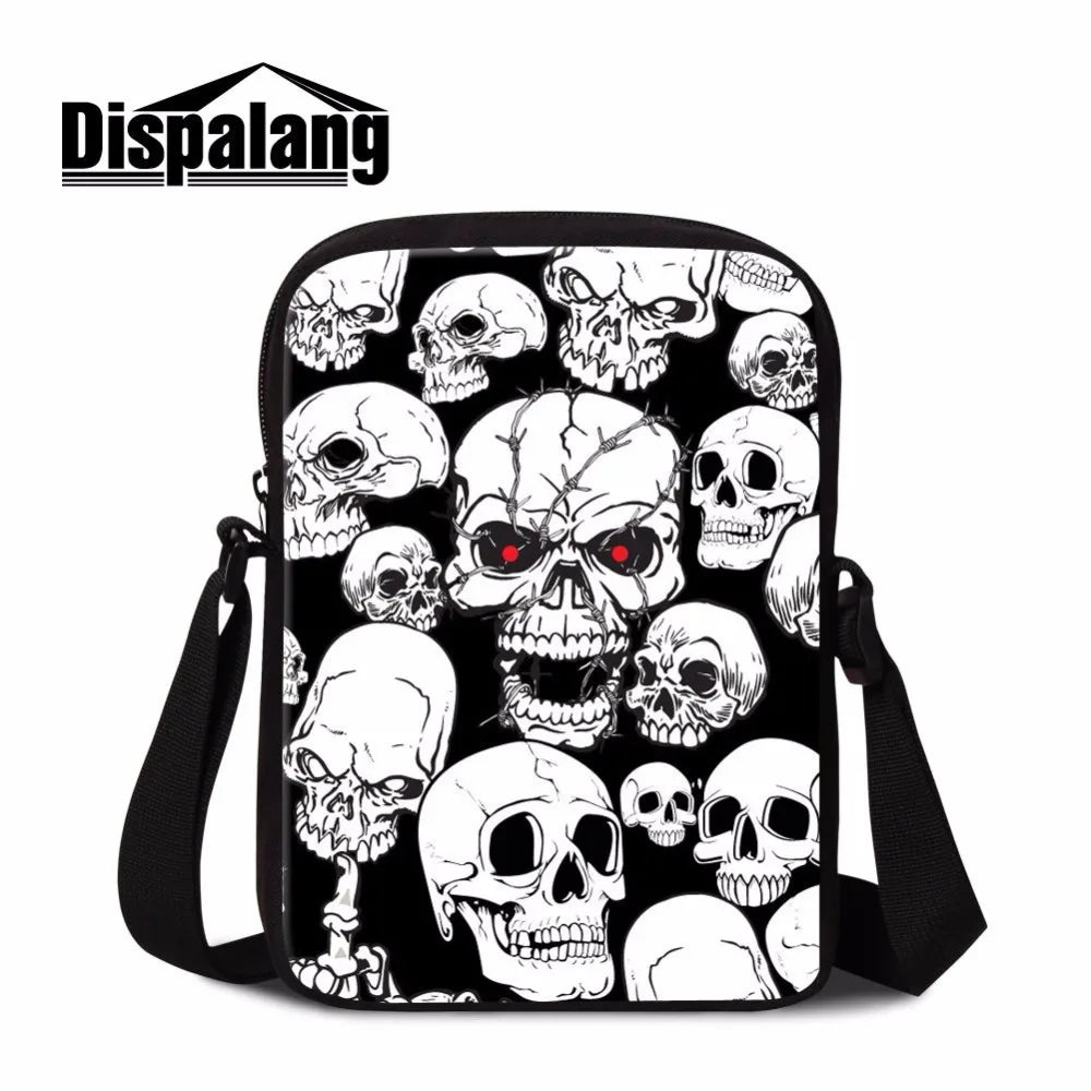 Skull Head Mini Travel Messenger Bag Crossbody Sling