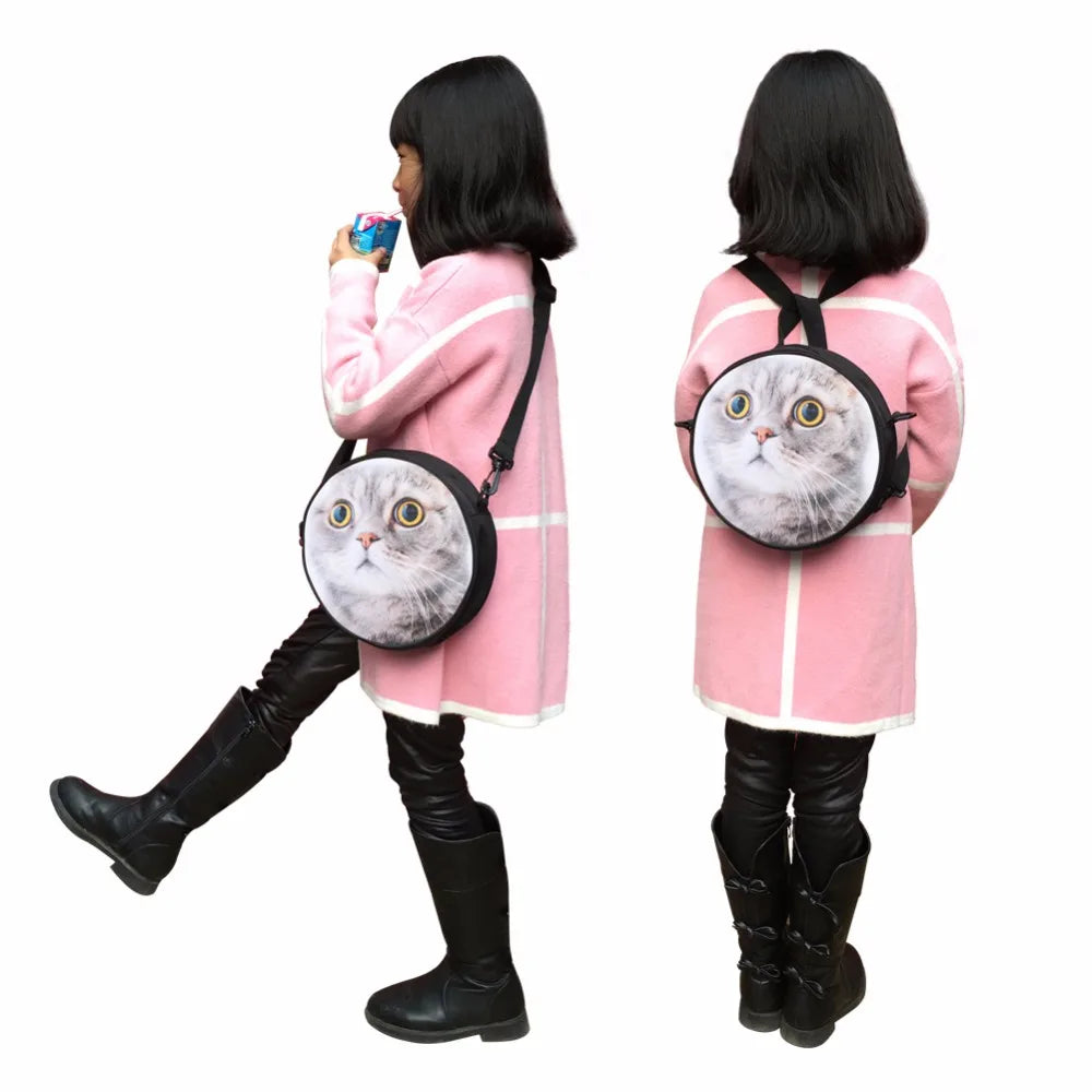 Cat Small Book Bag for Child Kindergarten Mini Messenger Bag for Little Girls