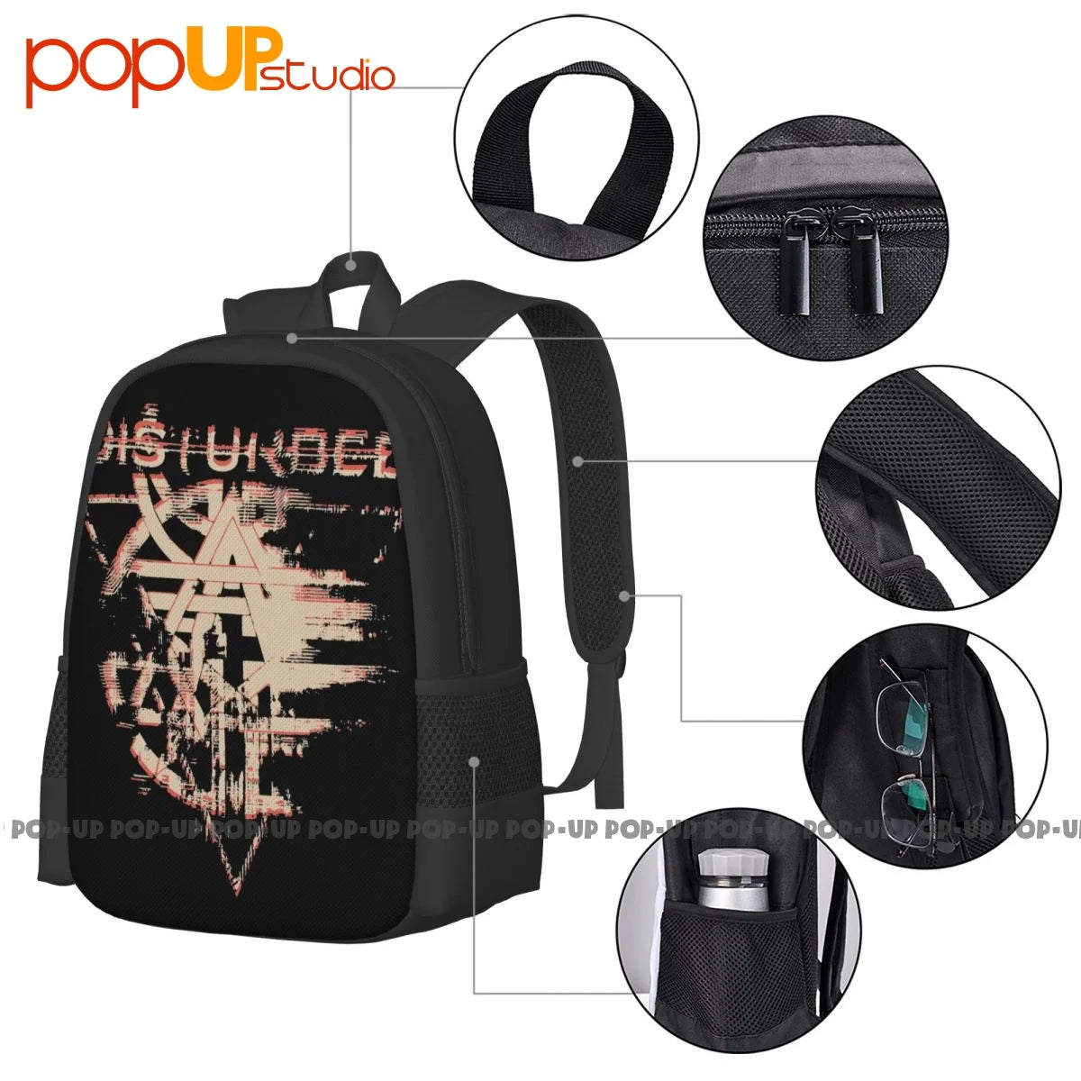Disturbed Fractured Backpack Large Capacity Travel Swimming