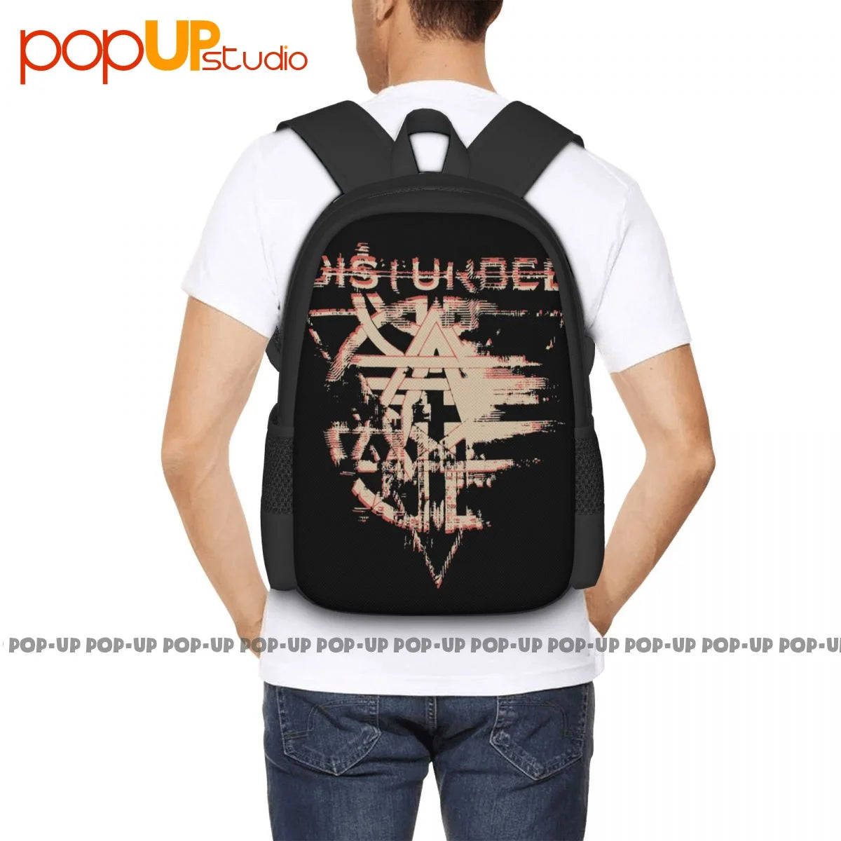 Disturbed Fractured Backpack Large Capacity Travel Swimming