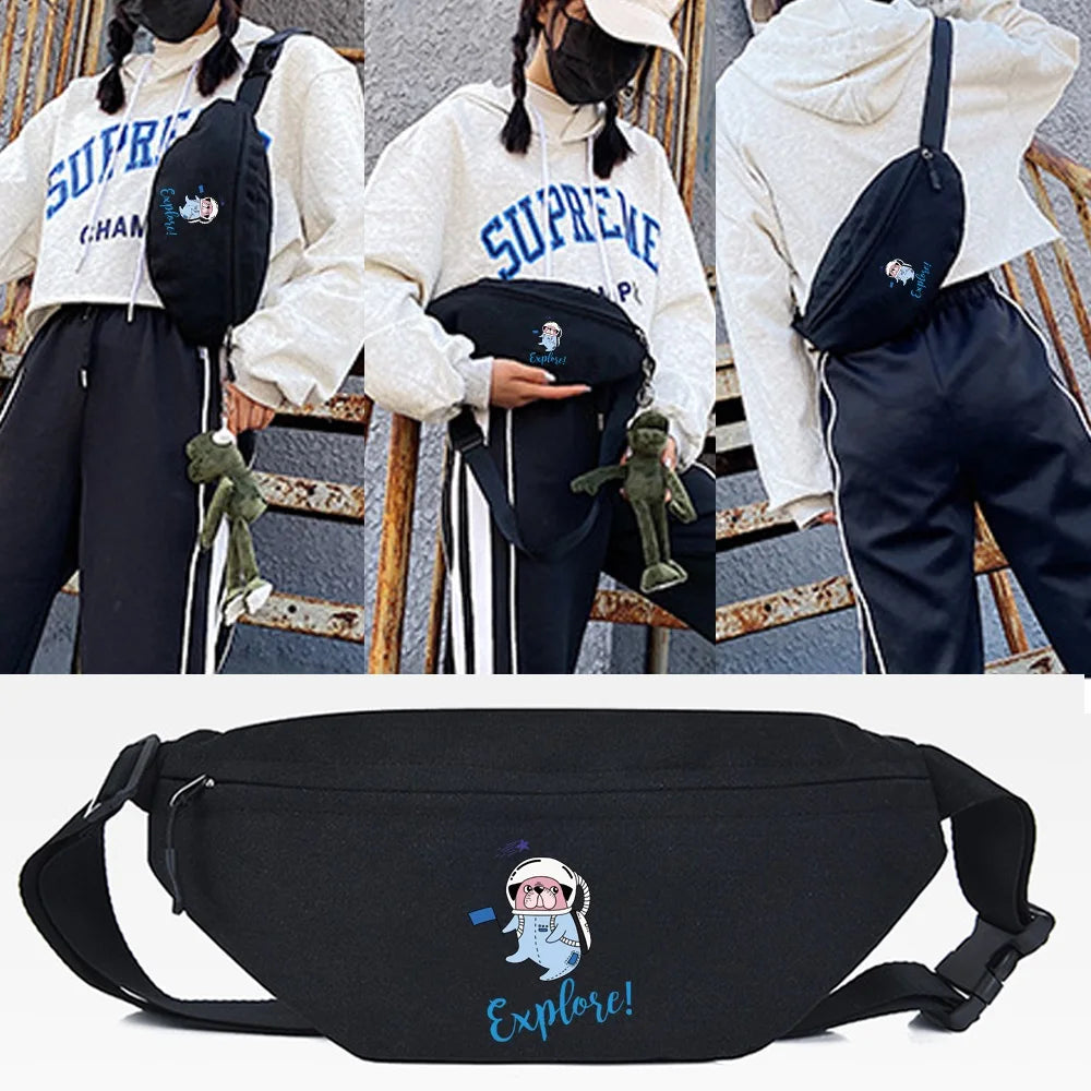 Diving Dog Printing Waist Bag Unisex Large Capacity Chest Pack