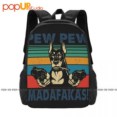 Doberman Dog Gangster Gun Backpack Shoe Bag Gymnast Bag Travel