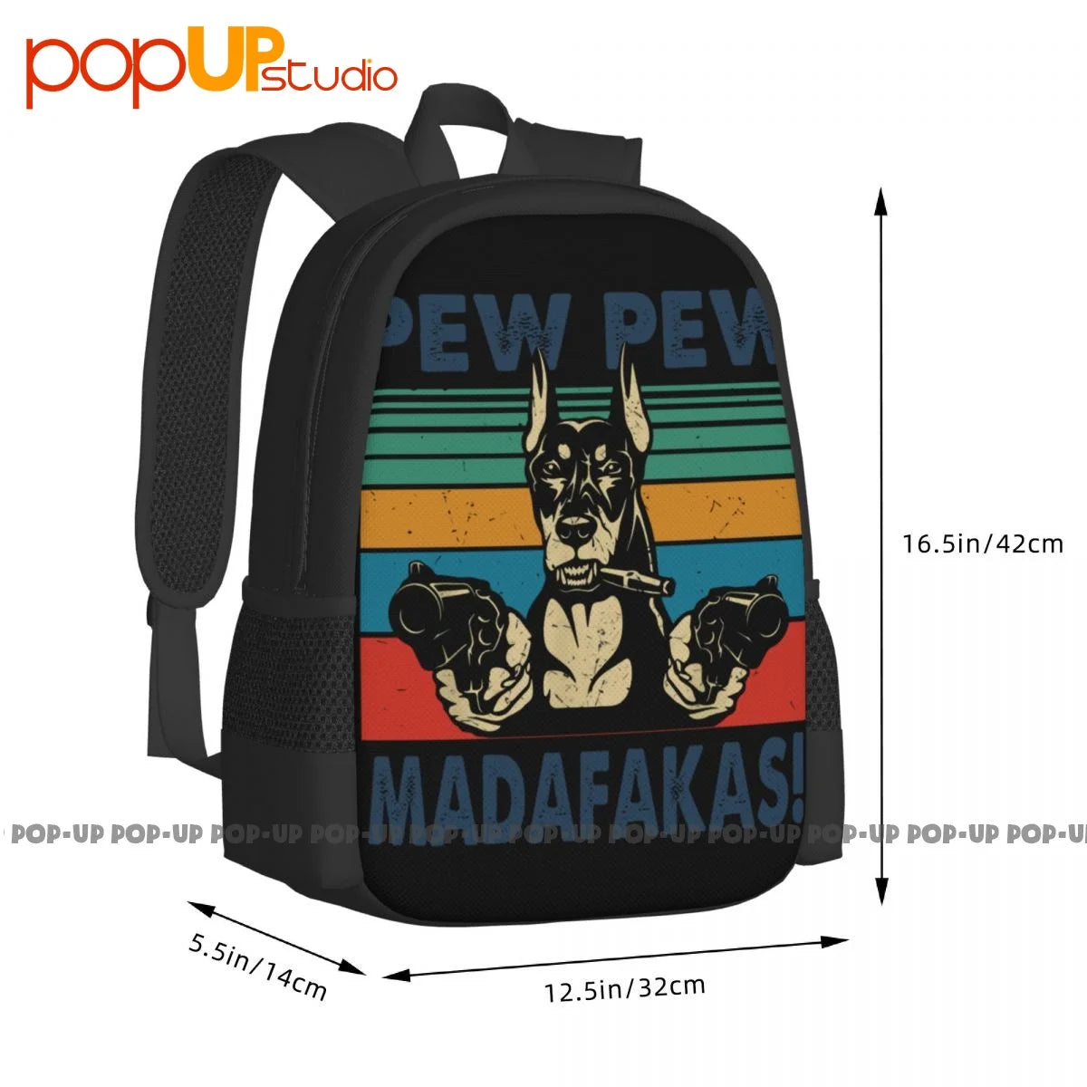 Doberman Dog Gangster Gun Backpack Shoe Bag Gymnast Bag Travel