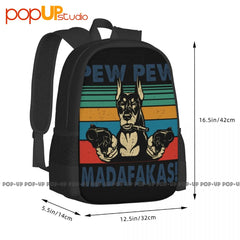 Doberman Dog Gangster Gun Backpack Shoe Bag Gymnast Bag Travel