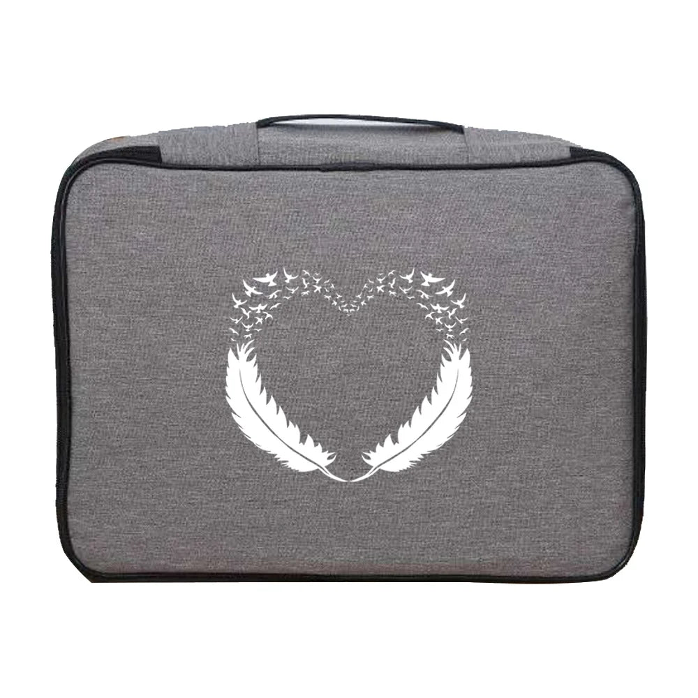 Feather Print Briefcase Organizer Waterproof Bag