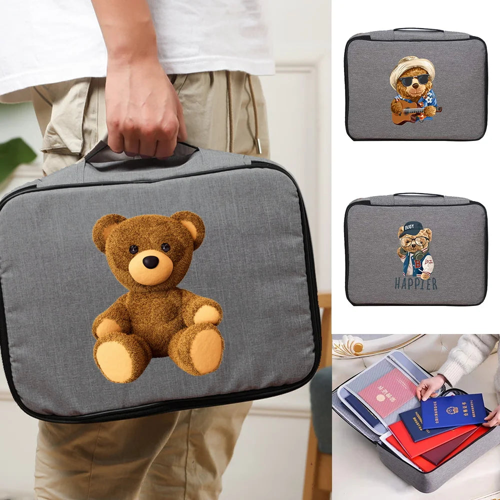 Waterproof Bear Print Briefcase Organizer Bag