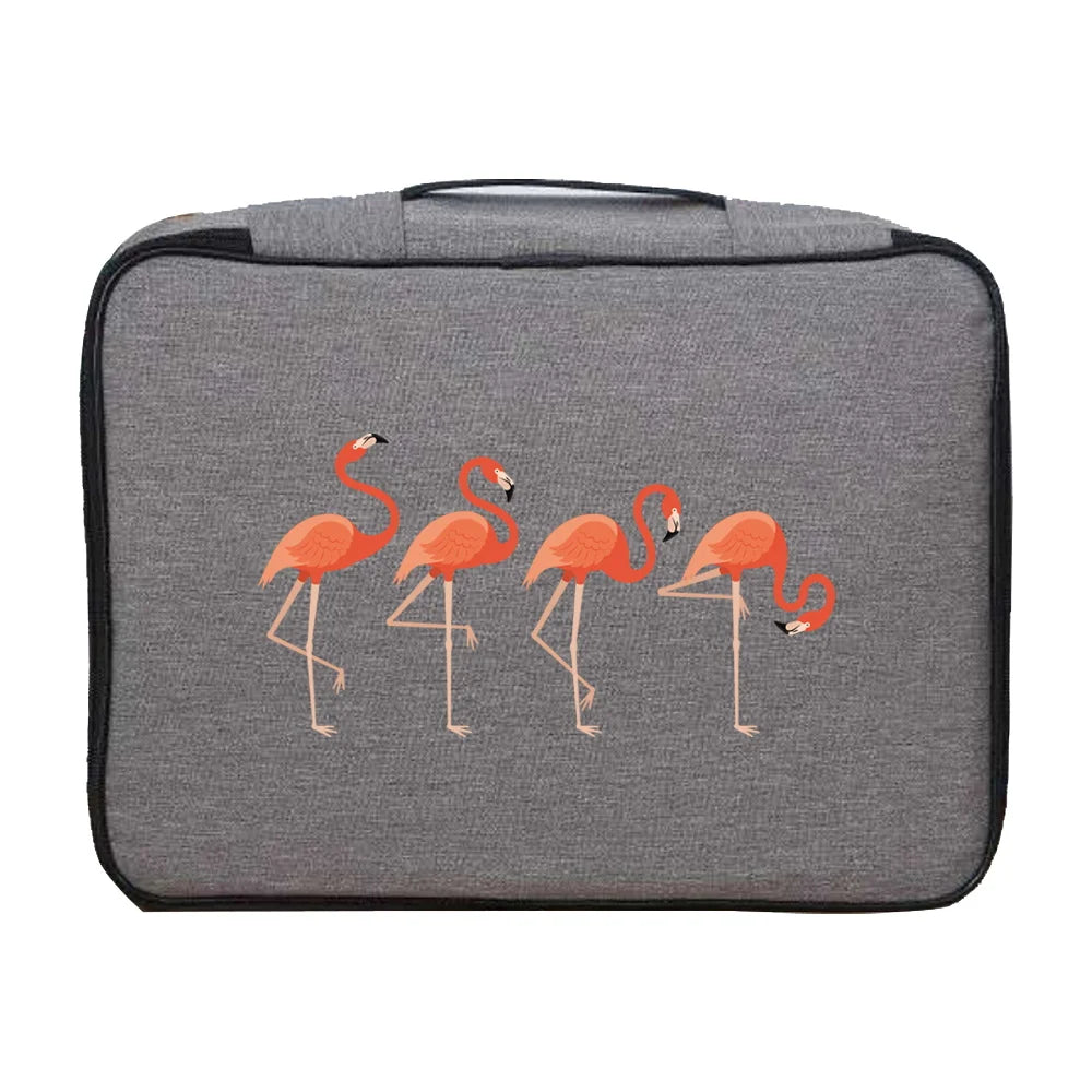 Flamingo Print Documents Storage Bag for Travel