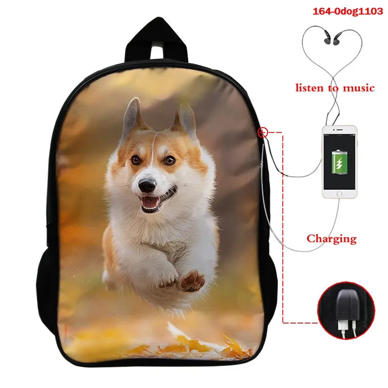 3D Printing Women Girls Backpack Dog Print Bags Rucksack Mochila Sac A Dos