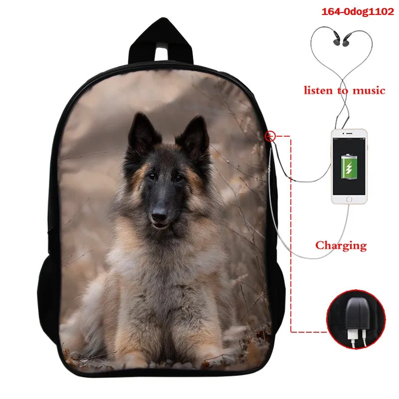 3D Printing Women Girls Backpack Dog Print Bags Rucksack Mochila Sac A Dos