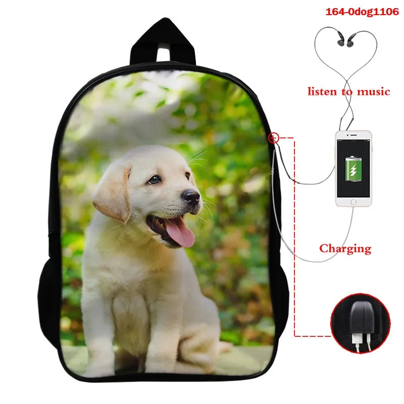 3D Printing Women Girls Backpack Dog Print Bags Rucksack Mochila Sac A Dos