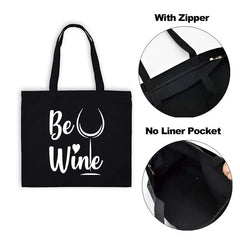 Dog Mother Wine Lover Print T Shirt Women Canvas Bag