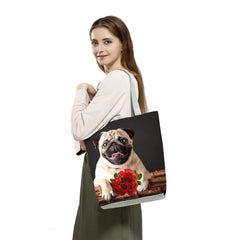 Pug Printed Handbag High Capacity Eco Reusable Shopping Bag Women Travel Tote