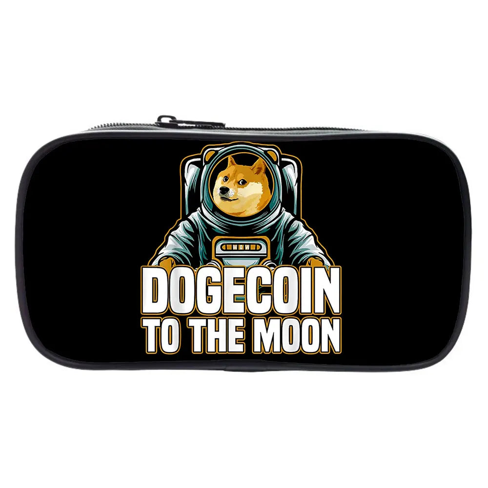 Dogecoin Makeup Bag Wallet Long Pencil Bag Zipper Cosmetic Bag
