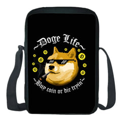 Dogecoin Shoulder Bag Printing Mochila Casual Bag Zipper Students Messenger