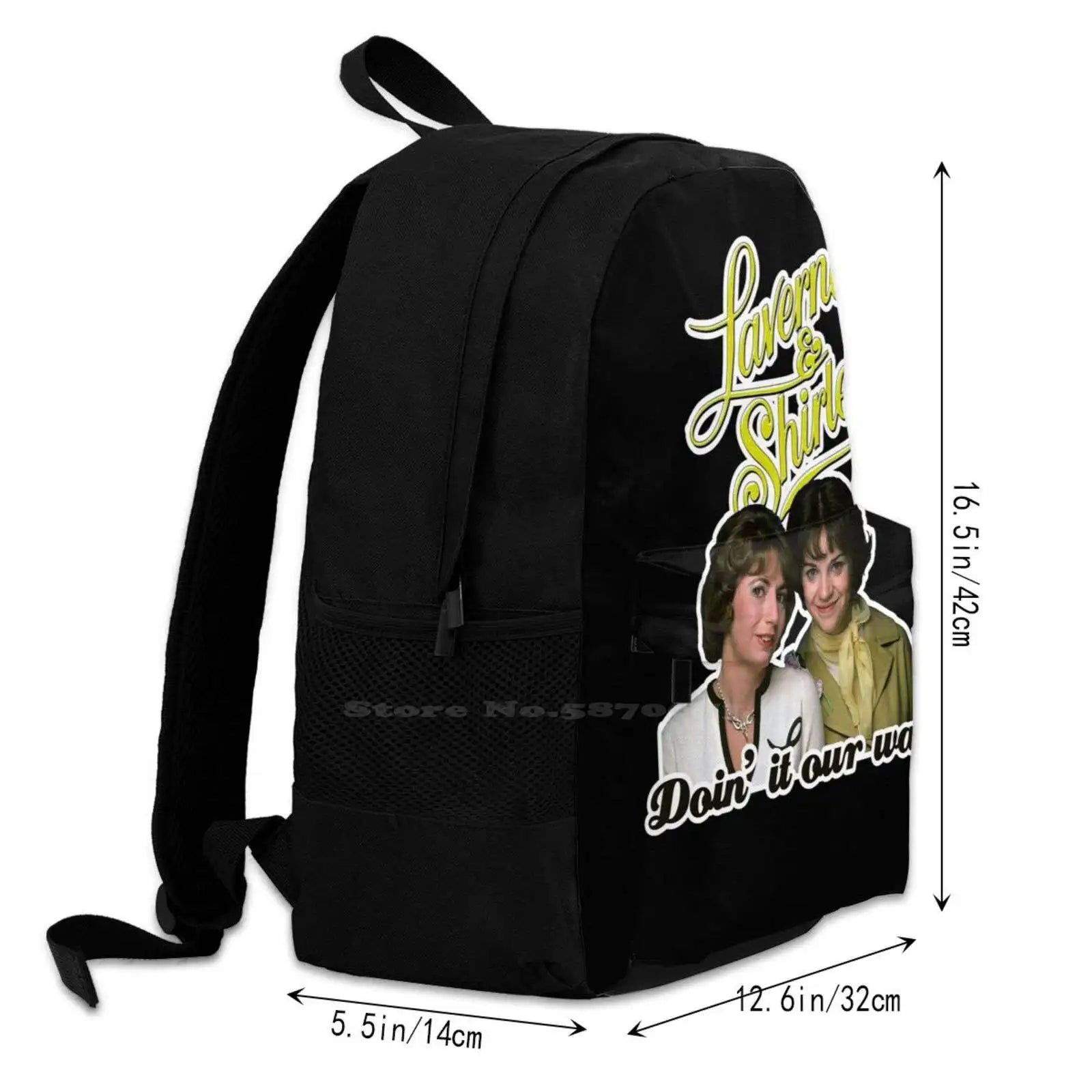 Yellow Laverne & Shirley 70s Retro Tribute School Bag Backpack Laptop 15 Inch