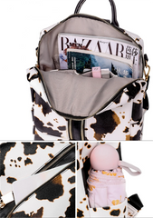 Domil Women Leopard Diaper Backpack with Purse Waterproof Larger Capacity