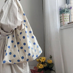 Dot Shoulder Bags Women Daily All-match Underarm Portable Folding Handbags Large