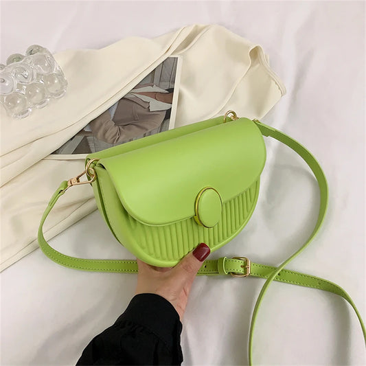 Double Face Small Shoulder Bags for Women Pressure Shell Leather Crossbody Bag