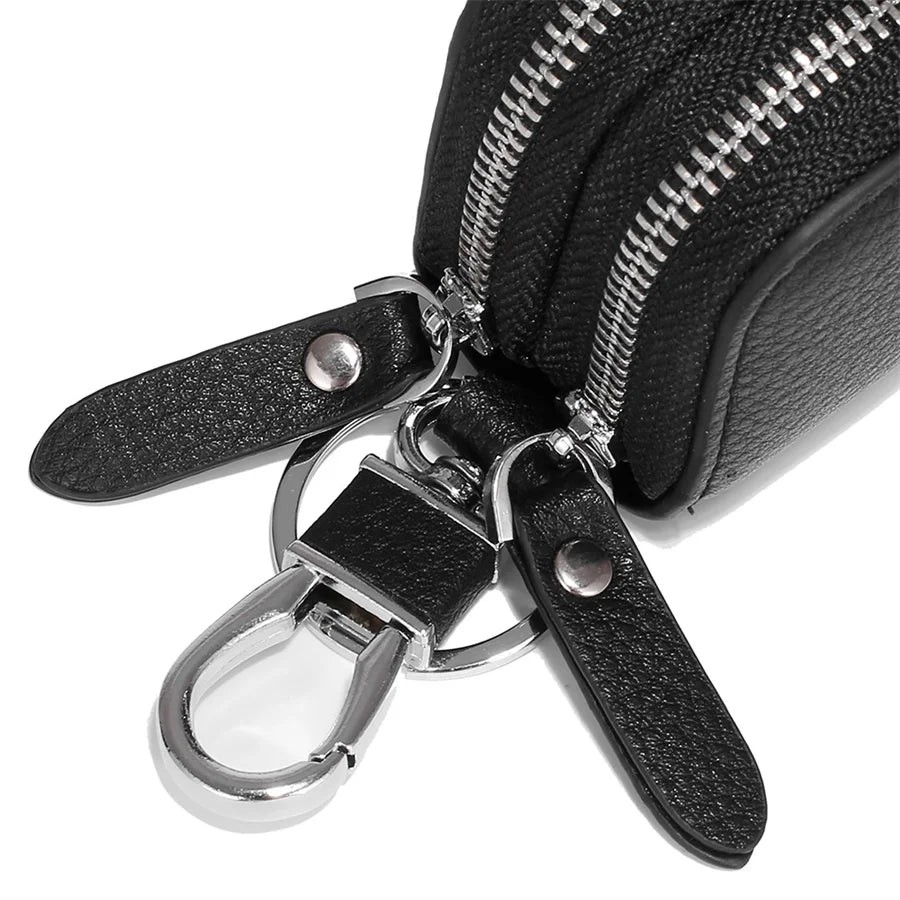 Double Layer Key Storage Leather Purse - High Capacity Key Wallet F1113