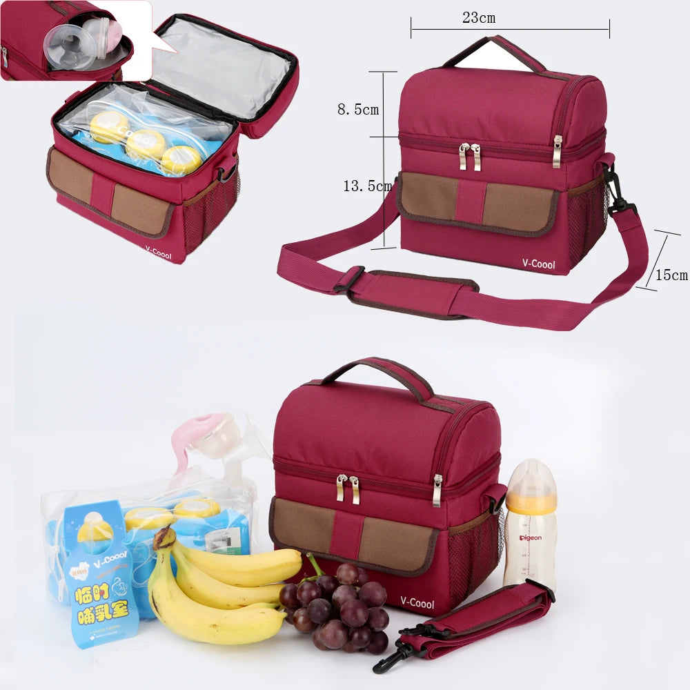 Double Layer Portable Lunch Bag Thermal Cooler