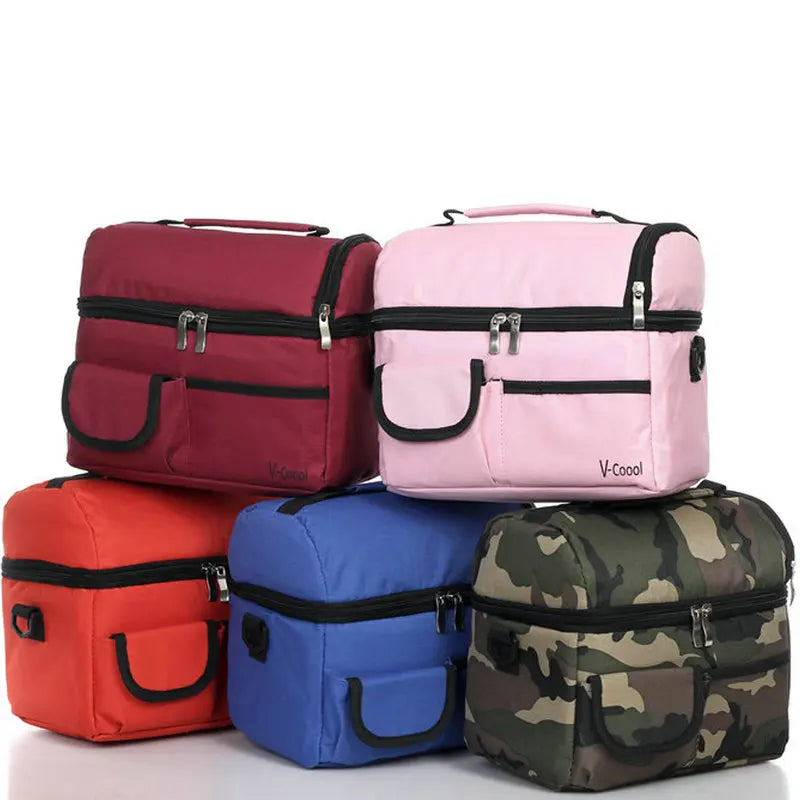Double Layer Portable Lunch Bag Thermal Cooler