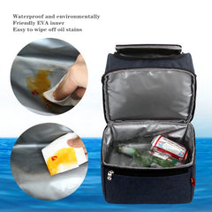 Double Layer Insulated Thermal Cooler Bag Picnic Food Drink Lunch Box Women Men