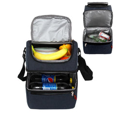 Double Layer Insulated Thermal Cooler Bag Picnic Food Drink Lunch Box Women Men