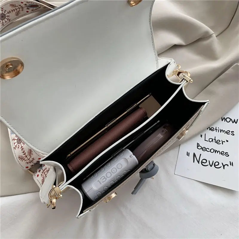 Bohemian Strap Crossbody Bag for Women Wide Shoulder Messenger Handbag Purse
