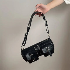 Double Pocket Women Shoulder Bag PU Leather Clutch Purse Handbags