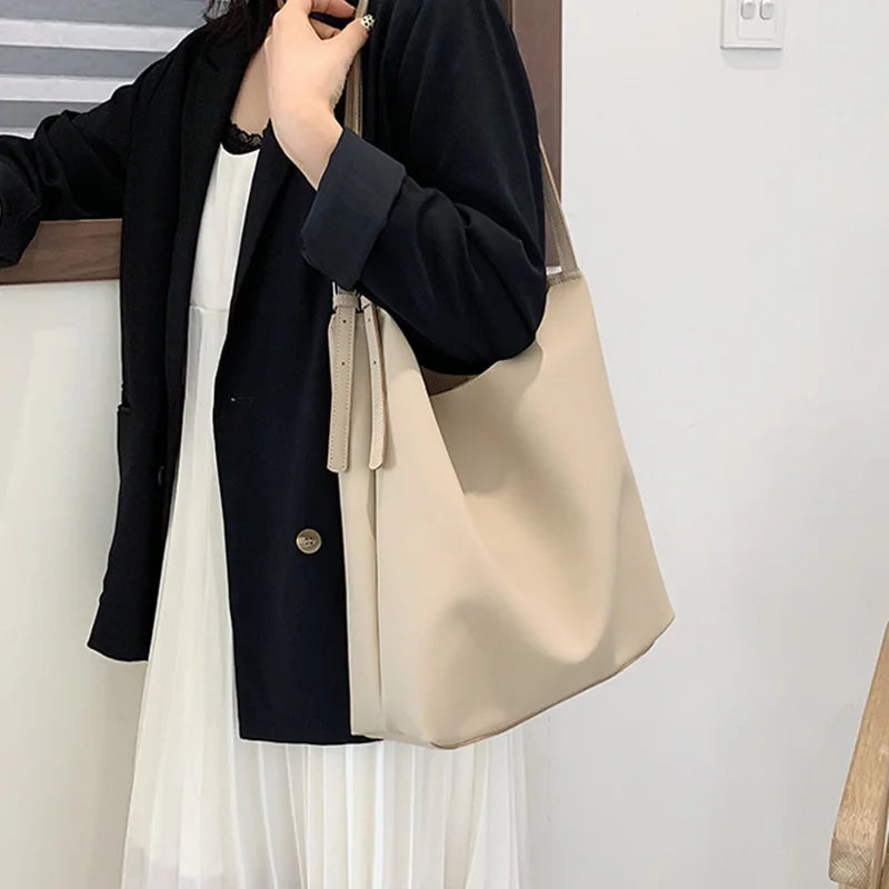 Double Straps Shoulder Bag Women Large Capacity Tote Bag Solid Book