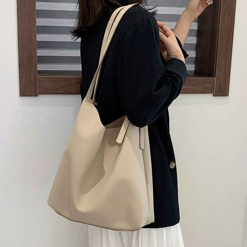 Double Straps Shoulder Bag Women Large Capacity Tote Bag Solid Book