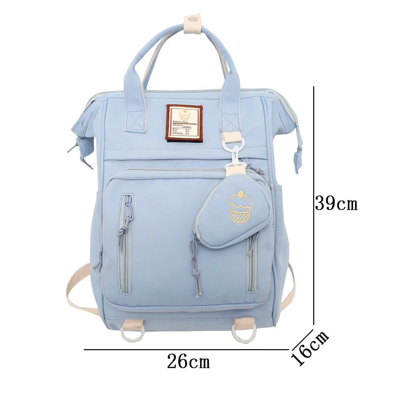 Double Zipper Women Backpack School Bags Teenage Girls Shoulder Bag Laptop Mochi