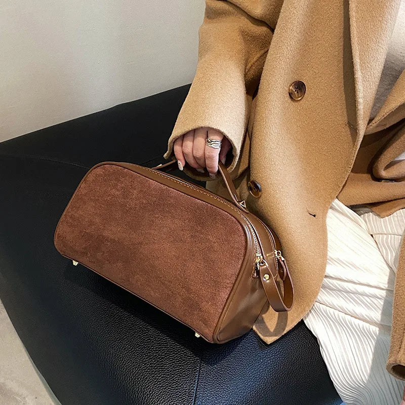 Double Zipper Women Cosmetic Bag Travel Leather Makeup Bag