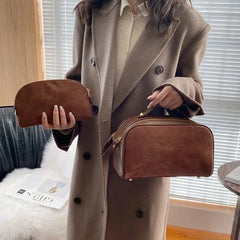 Double Zipper Women Cosmetic Bag Travel Leather Makeup Bag