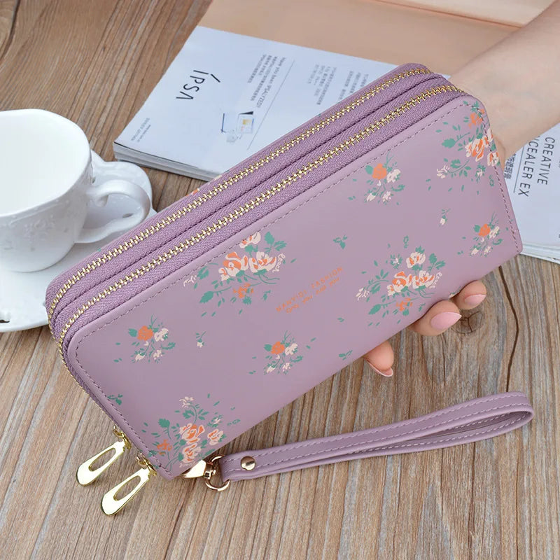 Double Zipper Women Wallet Large Capacity Clutch Bag