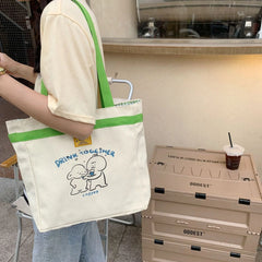 Plaid Canvas Bag for Women Girl's Shoulder Bags Casual Tote Female