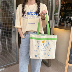 Plaid Canvas Bag for Women Girl's Shoulder Bags Casual Tote Female