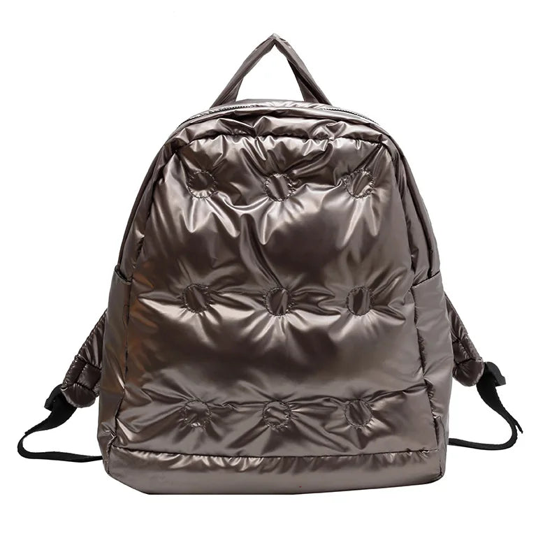 Women's Nylon Padded Backpack Winter School Bag