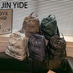 Women's Nylon Padded Backpack Winter School Bag