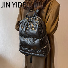 Women's Nylon Padded Backpack Winter School Bag