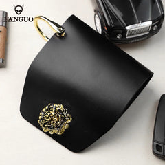 Dragon Head Button Leather Men's Car Key Holder Bag