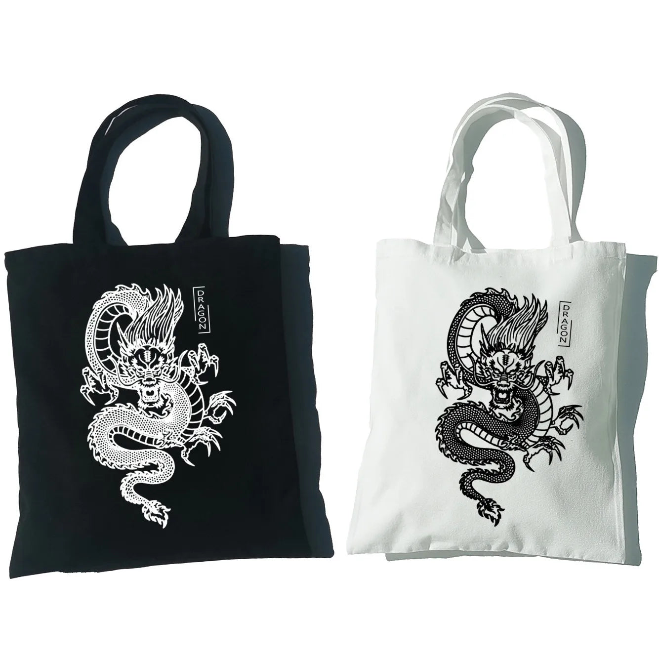 Dragon Printing Canvas Shopper Bag Harajuku Punk Gothic Tote Vintage Shoulder