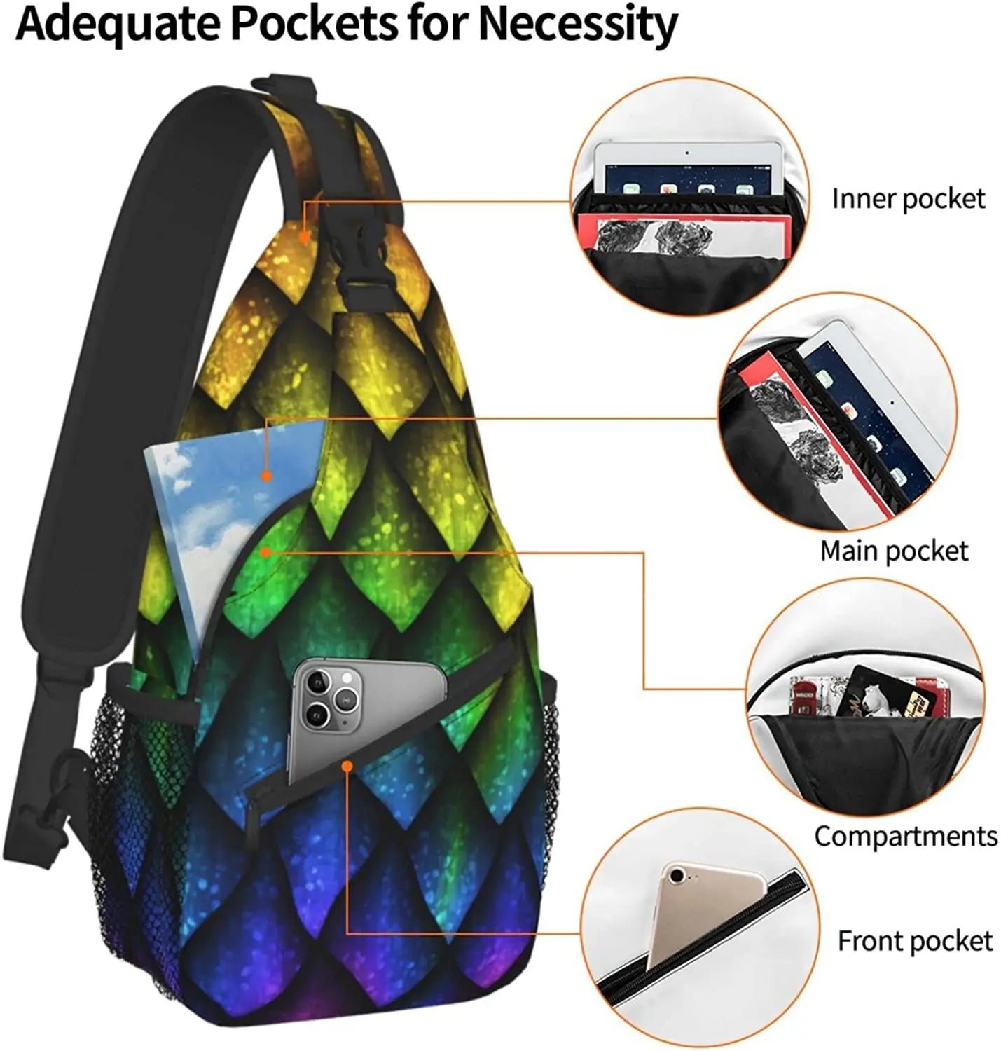 Dragon Scale Animal Skin Sling Bag Crossbody Shoulder Bags