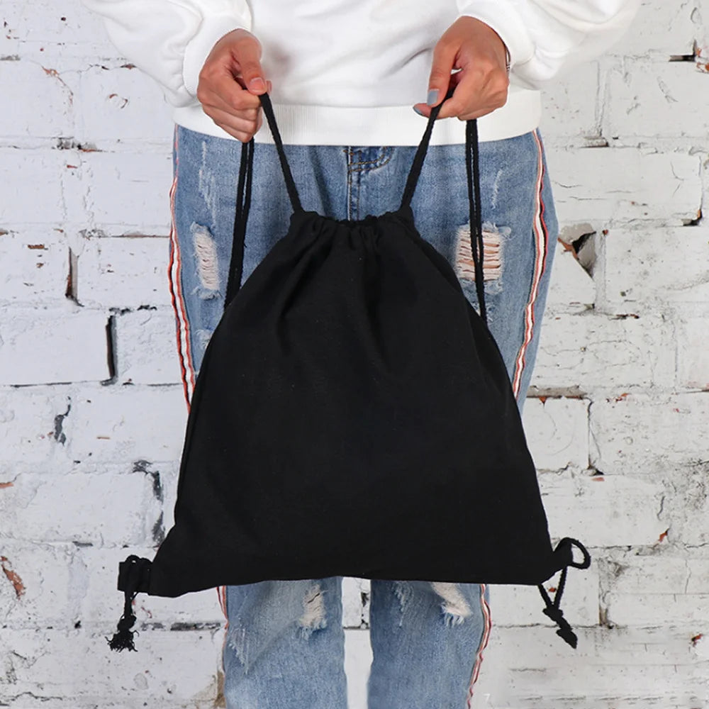 Cartoon Print Drawstring Backpack Girl Shopping Bag