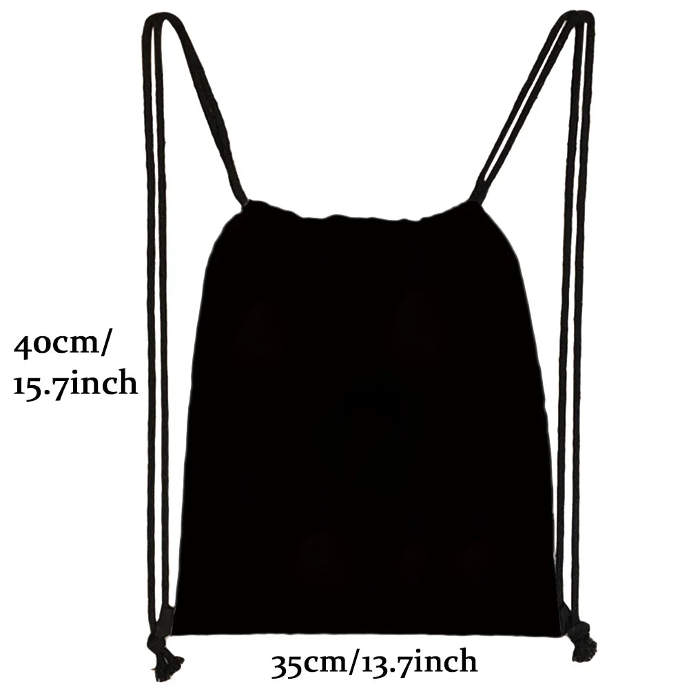 Cartoon Print Drawstring Backpack Girl Shopping Bag
