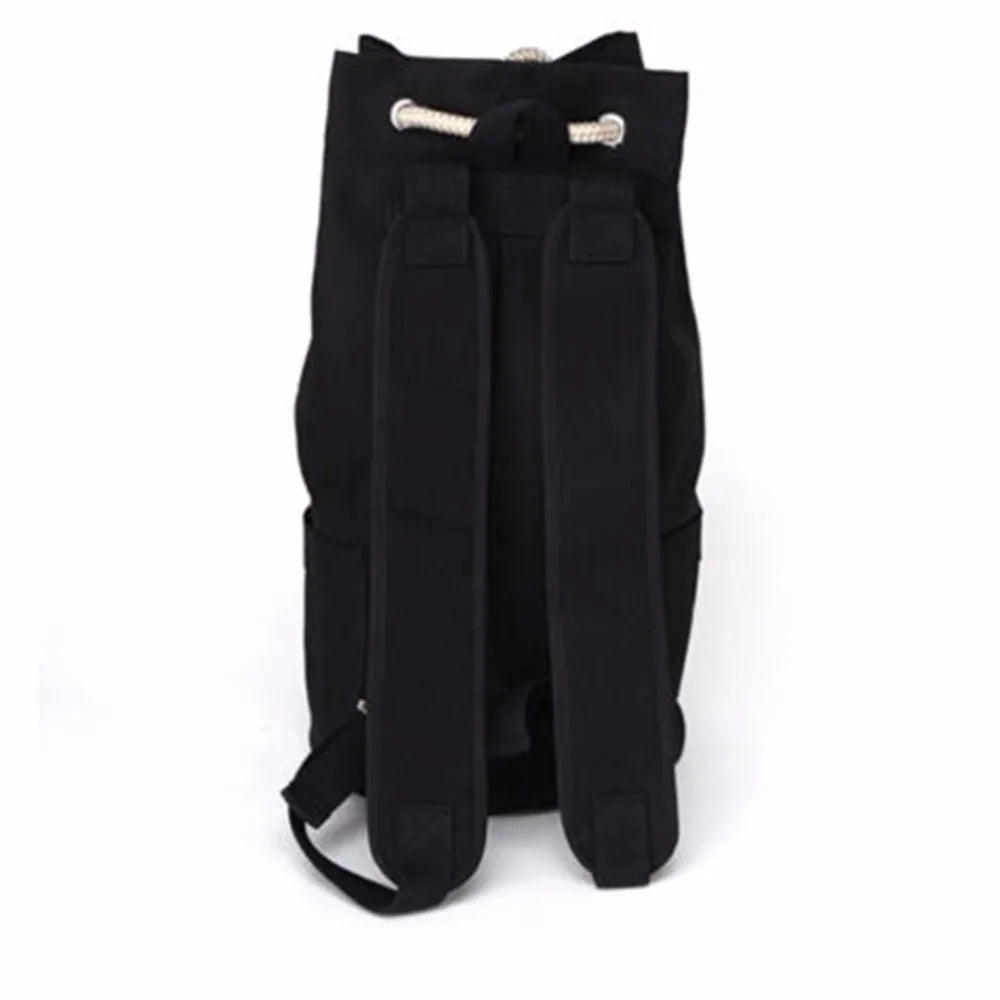Canvas Drawstring Backpack Unisex School Bag Large Capacity Men's Backpack