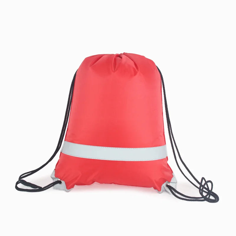 Light-reflective Stripe Drawstring Backpack for Cycling Travel